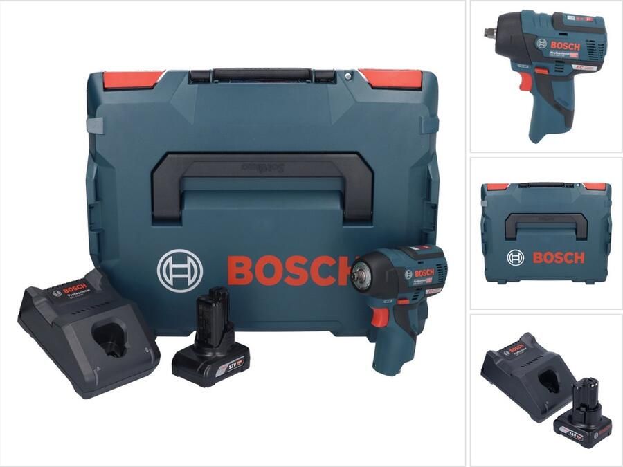 Bosch Professional Bosch GDS 12V-115 Professionele accu-slagmoersleutel 12 V 115 Nm 3 8 borstelloos + 1x oplaadbare accu 6.0 Ah + lader + L-Boxx