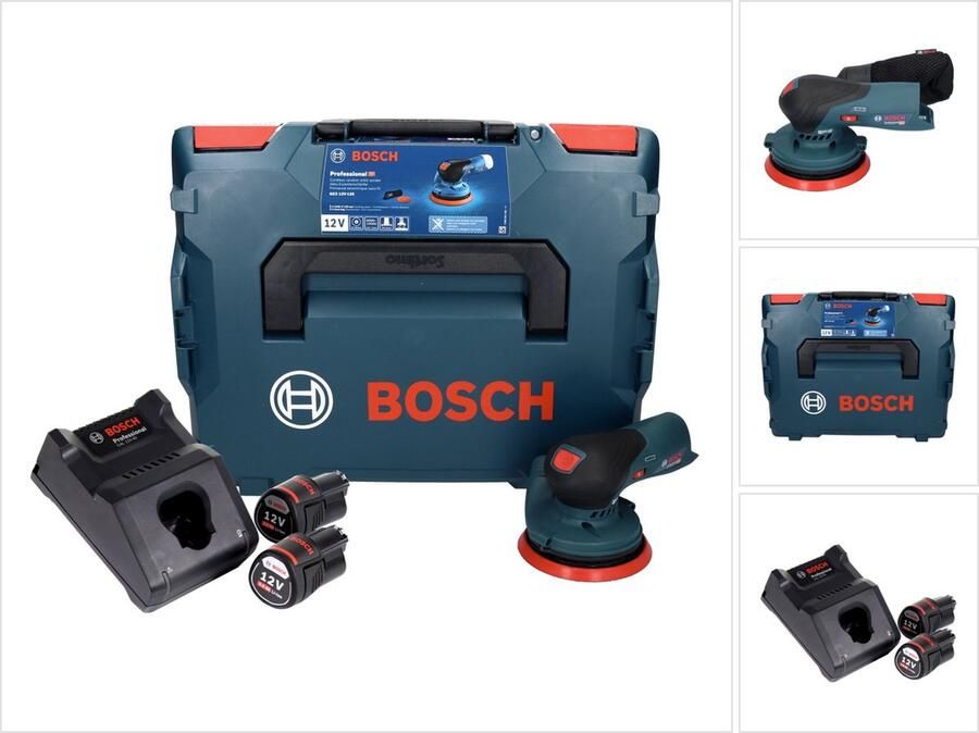 Bosch Professional Bosch GEX 12V-125 Professionele snoerloze excenterschuurmachine 12 V 125 mm borstelloos + 2x accu 3.0 Ah + lader + L-Boxx