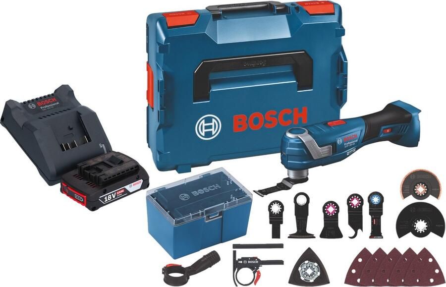 Bosch Professional Bosch GOP 18V-34 Profi-snoerloze Multi-Cutter 18 V Starlock Plus + 1x accu 2.0 Ah + lader + 17 accessoires + L-Boxx