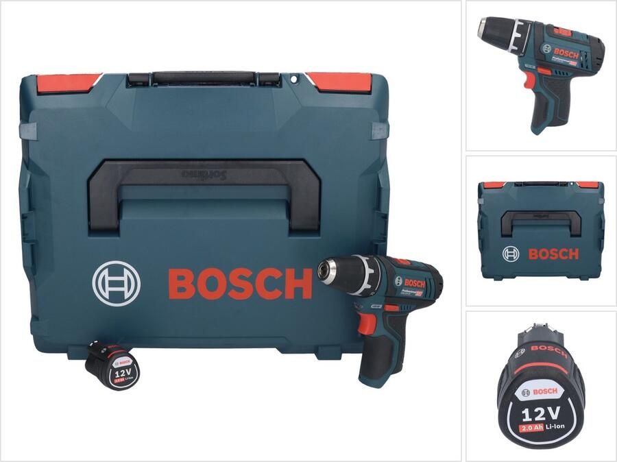 Bosch Professional Bosch GSR 12V-15 Professionele accuboormachine 12 V 30 Nm + 1x accu 2.0 Ah + L-Boxx zonder oplader