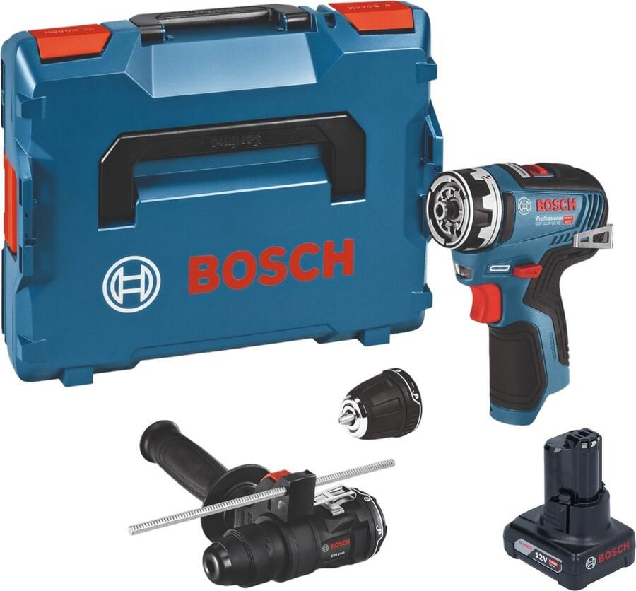 Bosch Professional Bosch GSR 12V-35 FC accuboormachine 12 V 35 Nm borstelloos + 1x accu 6.0 Ah + 2x opzetstuk + L-Boxx zonder oplader