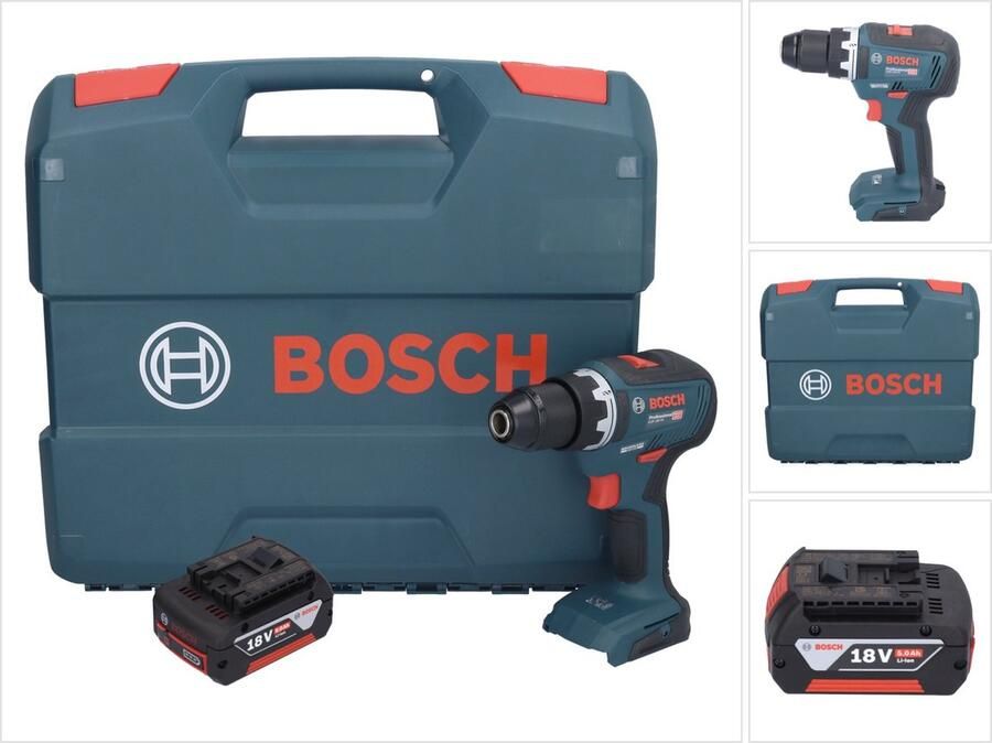 Bosch Professional Bosch GSR 18V-55 Professionele accuschroefboormachine 18 V 55 Nm borstelloos + 1x oplaadbare accu 5.0 Ah + L-koffer zonder oplader