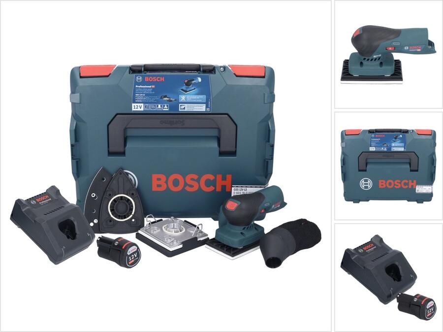 Bosch Professional Bosch GSS 12V-13 Professionele accu vlakschuurmachine 12 V + 1x accu 2.0 Ah + lader + L-BOXX