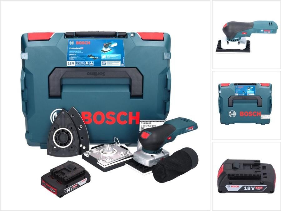 Bosch Professional Bosch GSS 18V-13 accu vlakschuurmachine 18 V + 1x accu 2.0 Ah + L-BOXX zonder oplader
