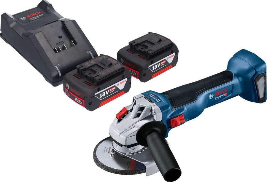Bosch Professional Bosch GWS 18V-10 Professionele accu haakse slijper 18 V 125 mm borstelloos + 2x accu 5.0 Ah + lader