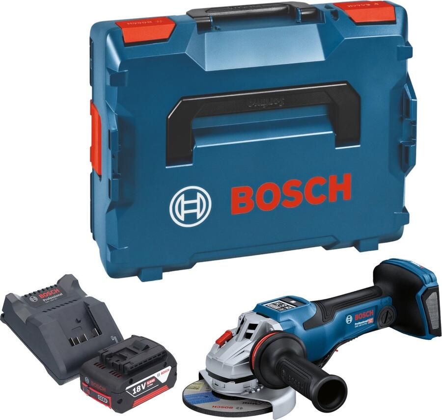 Bosch Professional Bosch GWS 18V-15 PSC Professionele accu haakse slijper 18 V 125 mm ( 06019H6B02 ) BITURBO Brushless + L-Boxx zonder accu zonder lader