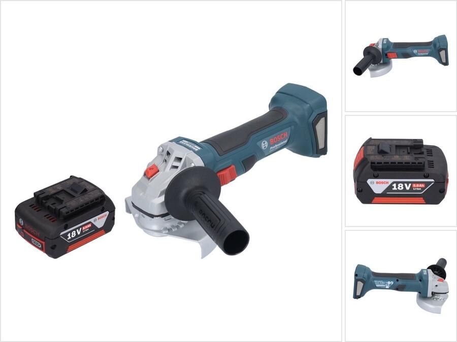 Bosch Professional Bosch GWS 18V-7 Professionele accu haakse slijper 18 V 125 mm borstelloos + 1x accu 5.0 Ah zonder lader