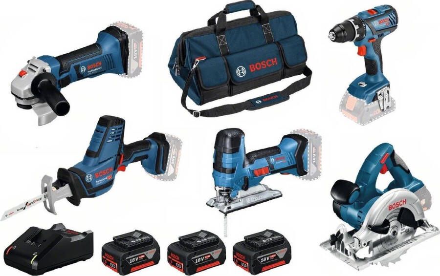 Bosch Professional Bosch Toolkit 5 | Combiset | 18V | Li-Ion | 4.0Ah | in tas