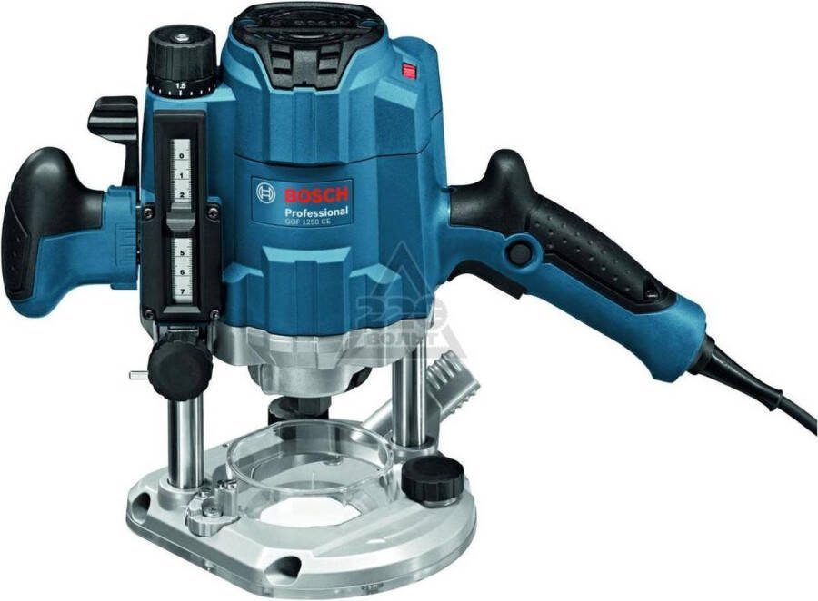 Bosch Professional Bovenfreesmachine GOF 1250 CE (19mm moersleutel centreerstift 8mm 17mm kopieerhuls parralelgeleider SDS kopieer huls)