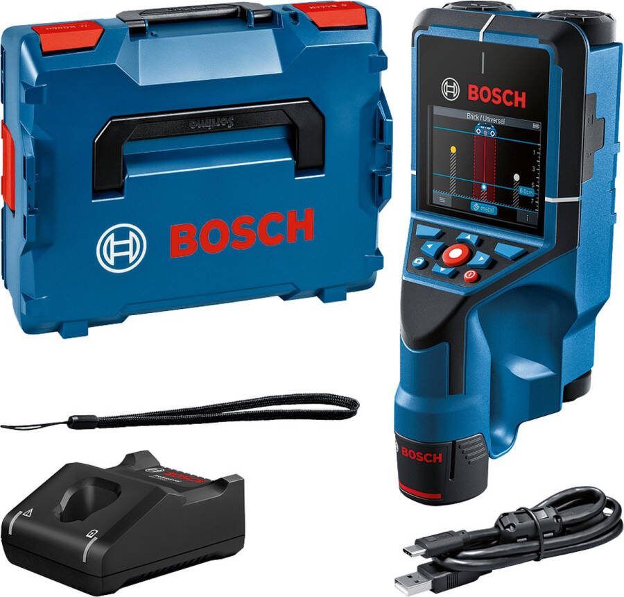 Bosch Professional D-Tect 200 C Leidingzoeker- Inclusief 1x Accu 12V GBA 2.0 Ah USB-C Kabel Handlus L-Boxx