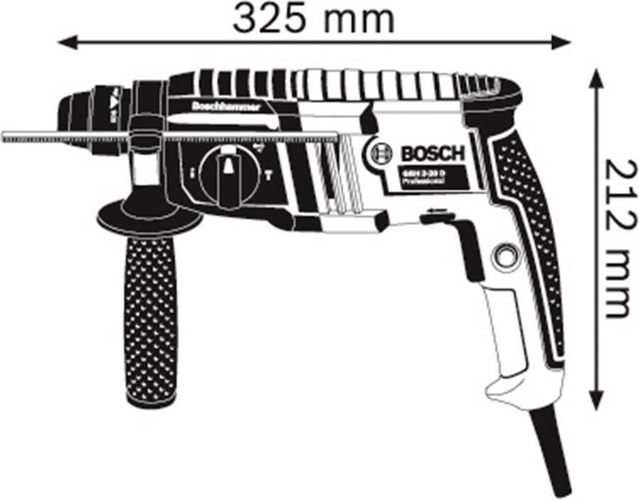 Bosch Professional Boorhamer GBH 2-20 D (Diepteaanslag 210 mm handgreep)