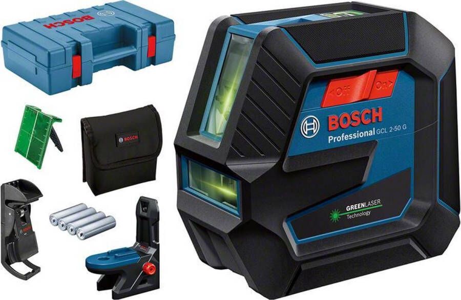 Bosch Professional GCL 2-50 G combilaser in transportkoffer incl. 4x batterij (AA) laserrichtbord