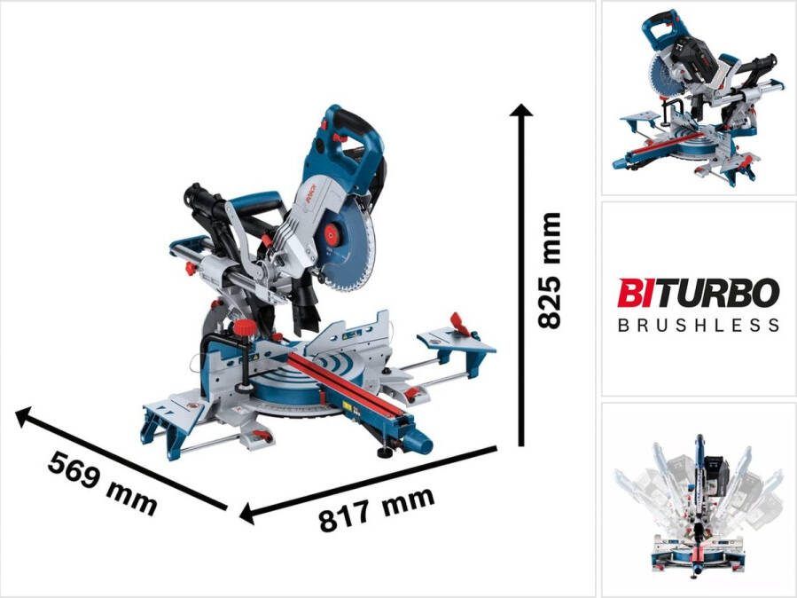 Bosch Professional GCM 18V-216 DC Accu afkortzaag BITURBO Zonder 18V accu en lader