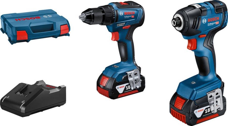 Bosch Professional GDR 18V-200 en GSR 18V-55 Gereedschapscombiset Met 2x 18V accu's (4.0 Ah) en lader