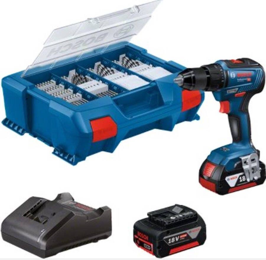Bosch Professional Bosch GSB 18V-55 18V Li-Ion accu schroefboormachine set (2x 4 0Ah) in L-Case 55Nm koolborstelloos