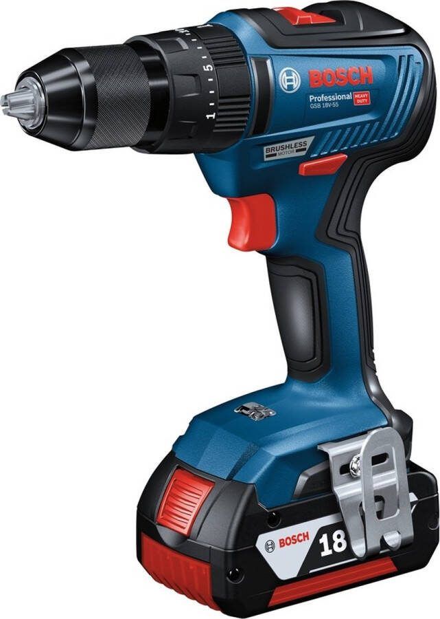 Bosch Professional GSB 18V-55 Accuboormachine Met 2x 18V accu's en lader