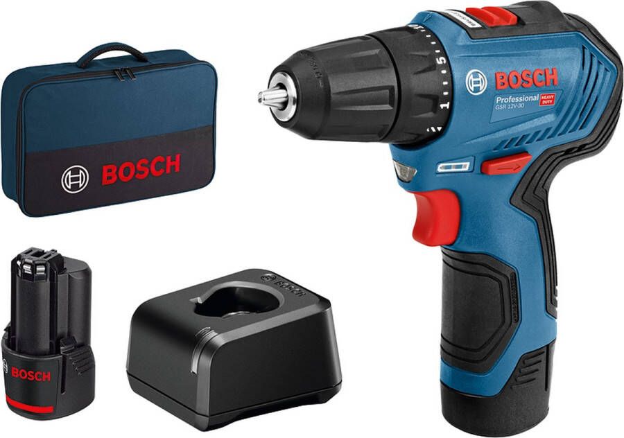 Bosch Professional Gsr 12v-30 Accuboormachine Met 2 12v Accu&apos;s En Lader