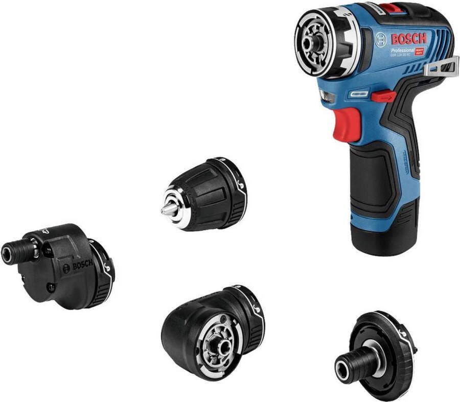 Bosch Professional GSR 12V-35 FC Accu Schroefboormachine FlexiClick 12V 3.0Ah + 2x Hulpstukken in L-Boxx 06019H3009