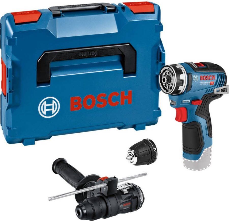 Bosch Professional GSR 12V-35 FC Accu Schroefboormachine FlexiClick 12V Basic Body + 2x Hulpstukken in L-Boxx 06019H300B
