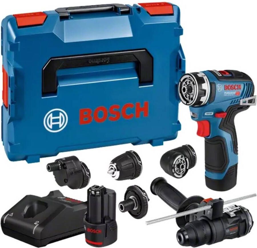 Bosch Professional GSR 12V-35 FC Accu Schroefboormachine FlexiClick 12V 3.0Ah + 5x Hulpstukken in L-Boxx 06019H3008