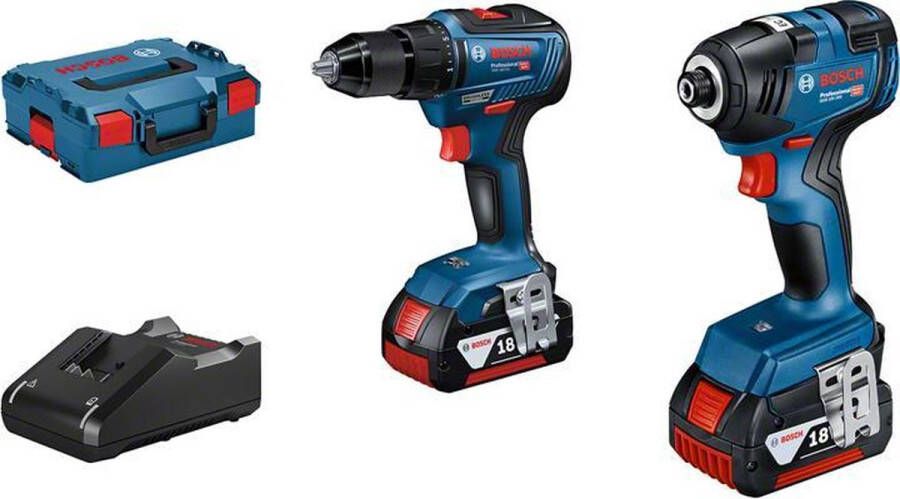 Bosch Professional GSR 18V-55 Accu schroef-boormachine + GDR 18V-200 Slagschroevendraaier 4.0Ah Li-Ion