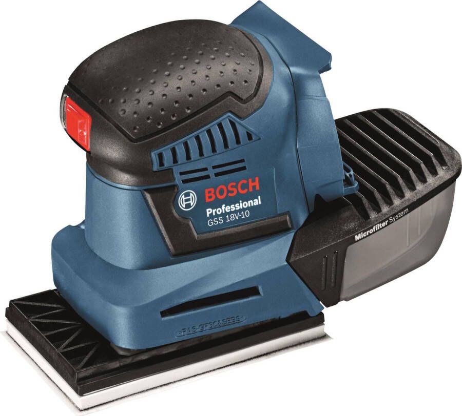 Bosch Professional GSS 18V-10 Accu vlakschuurmachine Exclusief Accu en Lader Inclusief 3x voetplaat met schuurplateau 3x schuurblad