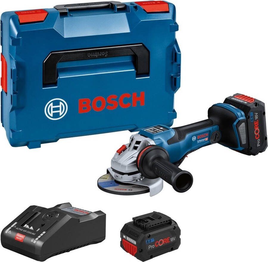 Bosch Professional GWS 18V-15 PSC Haakse slijper BITURBO Met 2x 18V accu en lader in L-Boxx