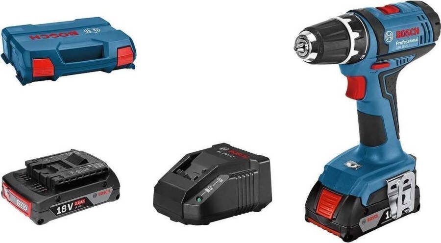 Bosch Professional BOSCH Accuschroefboormachine 18V GSR 18-2LI 2 x 2 0Ah in L-koffer