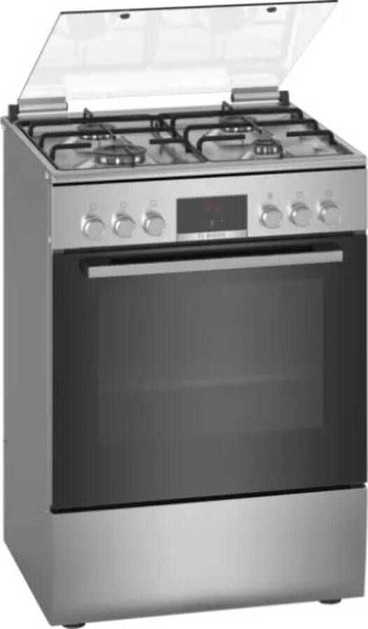 Bosch Serie 4 Kitchen HXN390D50L Gas cooktop Electric 600 mm Vrijstaand fornuis Gaskookplaat Zilver A