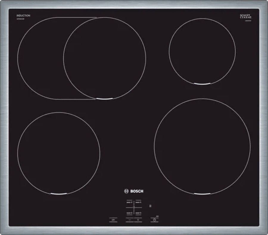 Bosch Serie 4 NIF645CB5E Zwart Roestvrijstaal Ingebouwd 58 cm Inductiekookplaat zones Glaskeramiek 4 zone(s)