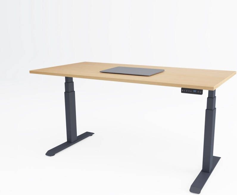 Bosch Tri-desk Premium | Elektrisch zit-sta bureau | Antraciet onderstel | Ahorn blad | 180 x 80 cm