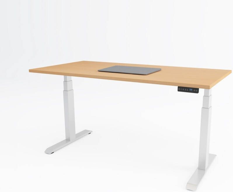 Bosch Tri-desk Premium | Elektrisch zit-sta bureau | Wit onderstel | Beuken blad | 180 x 80 cm