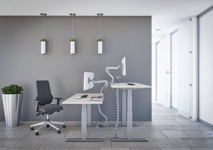 Bosch Tri-desk Premium | Elektrisch zit-sta bureau | Wit onderstel | Delano eiken blad | 160 x 80 cm