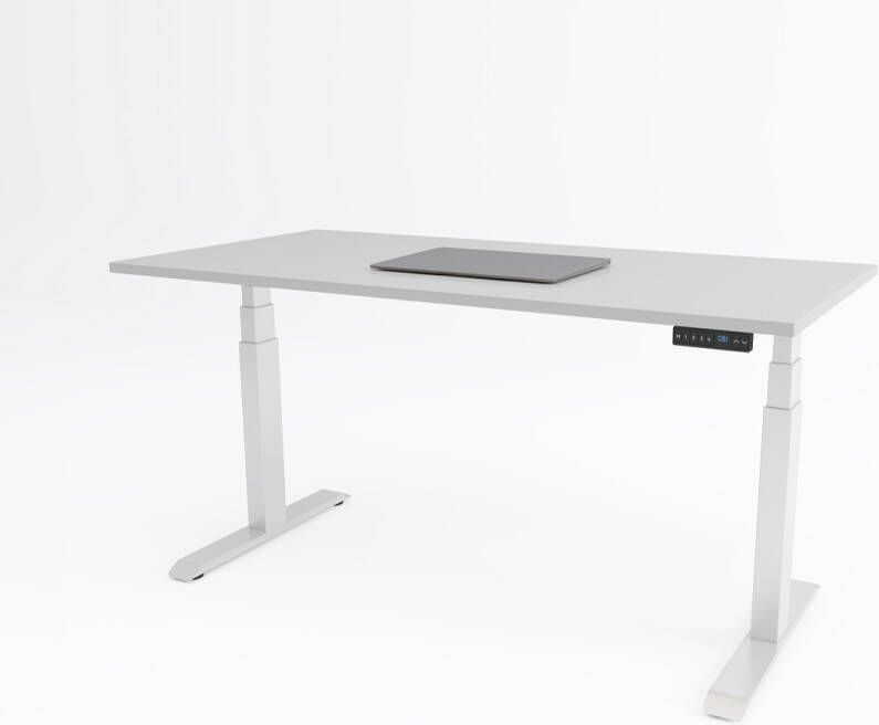 Bosch Tri-desk Premium | Elektrisch zit-sta bureau | Wit onderstel | Grijs blad | 180 x 80 cm