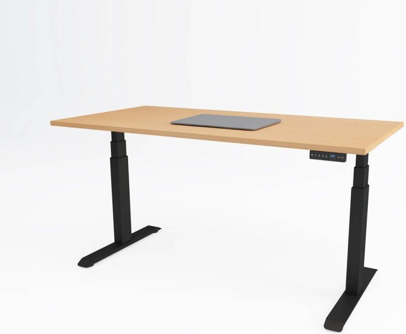 Bosch Tri-desk Premium | Elektrisch zit-sta bureau | Zwart onderstel | Beuken blad | 180 x 80 cm