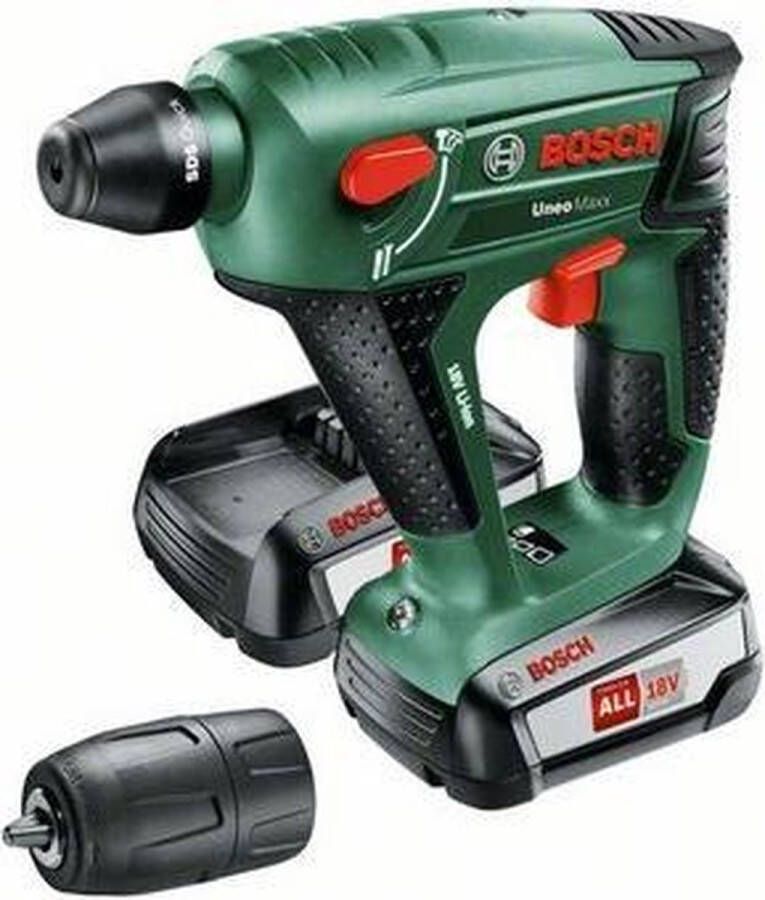 Bosch Uneo Maxx Accuboorhamer Met 2 accu s oplader 19 boren schroeven en kunststof koffer