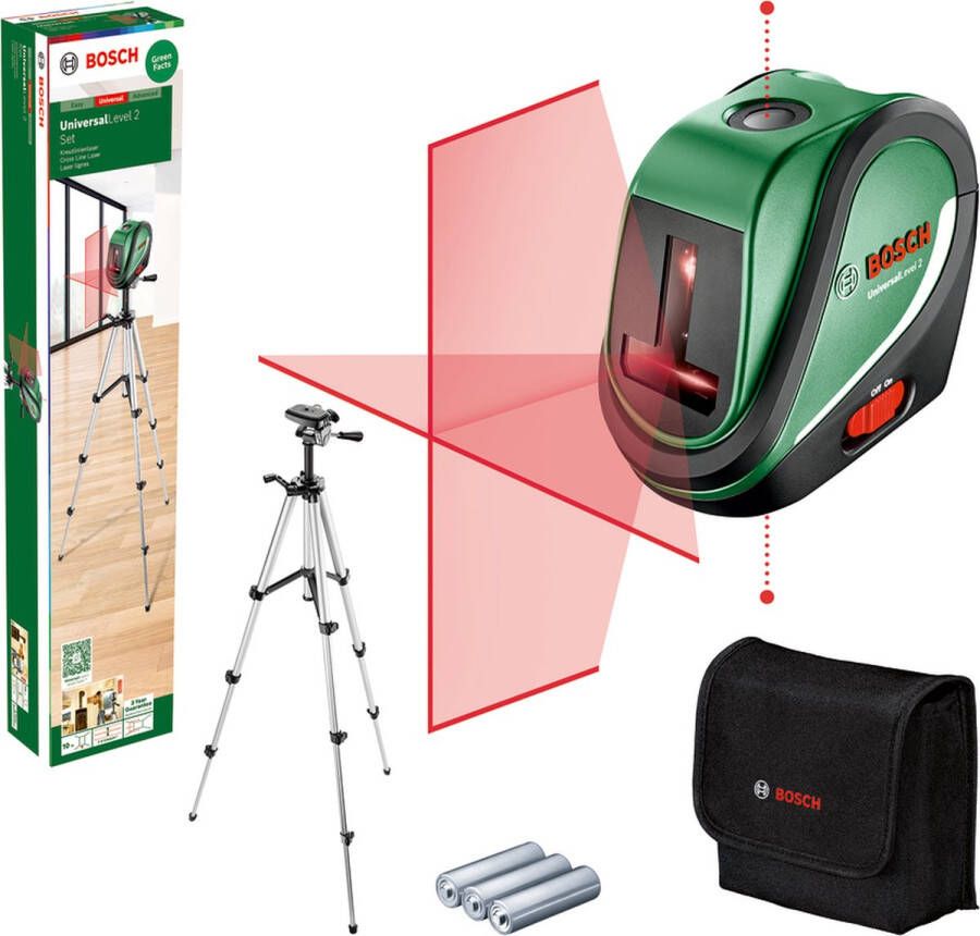 Bosch UniversalLevel 2 Set Kruislijnlaser Inclusief Statief Opbergetui Batterijen