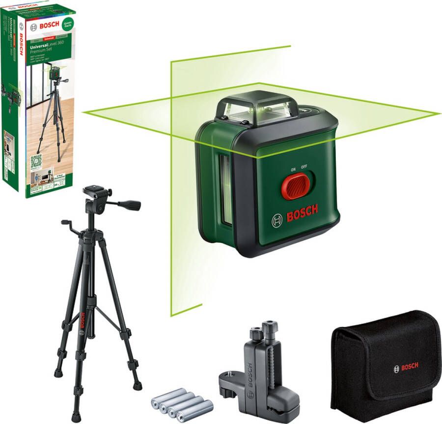 Bosch UniversalLevel 360 Premium Set 360° Kruislijnlaser Inclusief Statief Universele klem MM3 Opbergetui Batterijen