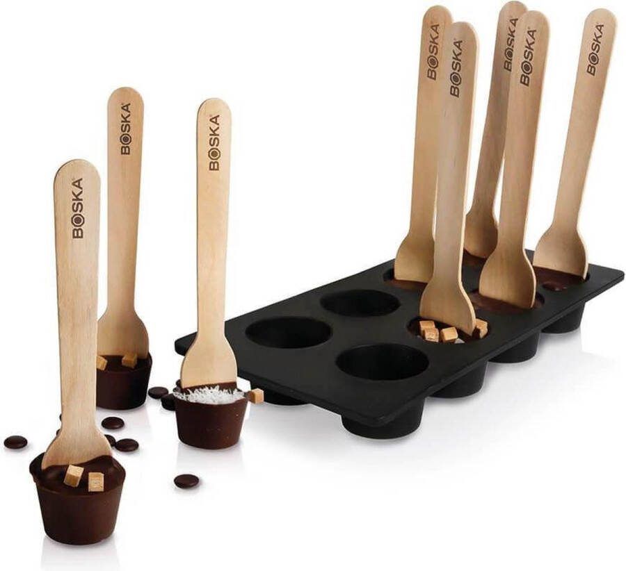 Boska Choco Lepel DIY Set Maak Je Eigen Chocoladelepels Chocolademelk Zwart