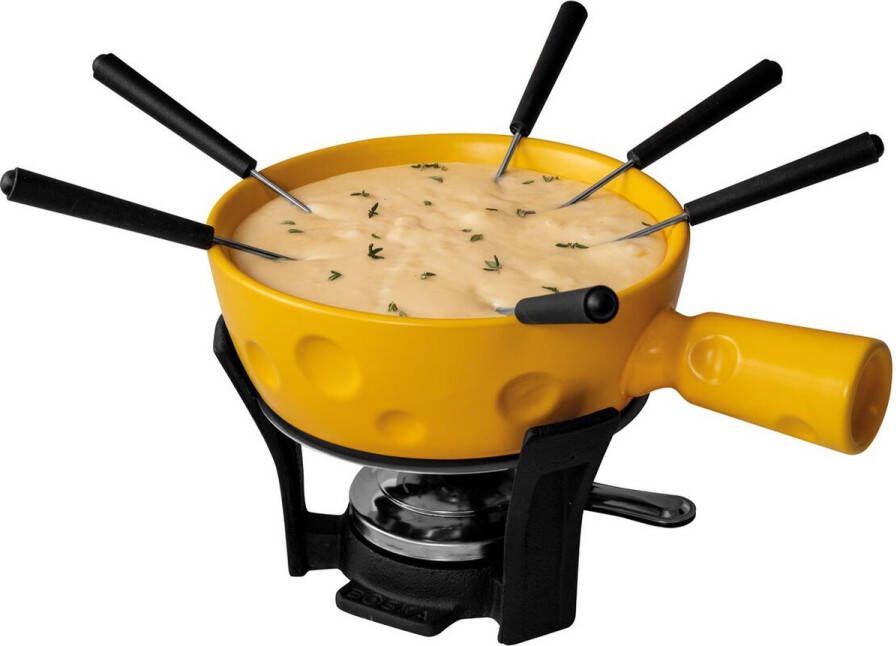 Boska Fondueset Super Cheesy Kaasvormige Fonduepan Vaatwasserbestendig Geel 1 3 L