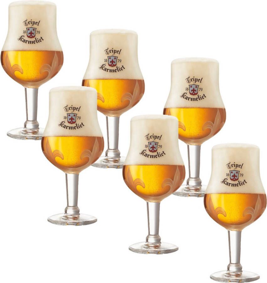 Bosteels Tripel Karmeliet Bierglazen op Voet 33cl set van 6 stuks Bier Glas 0 33 l 330 ml