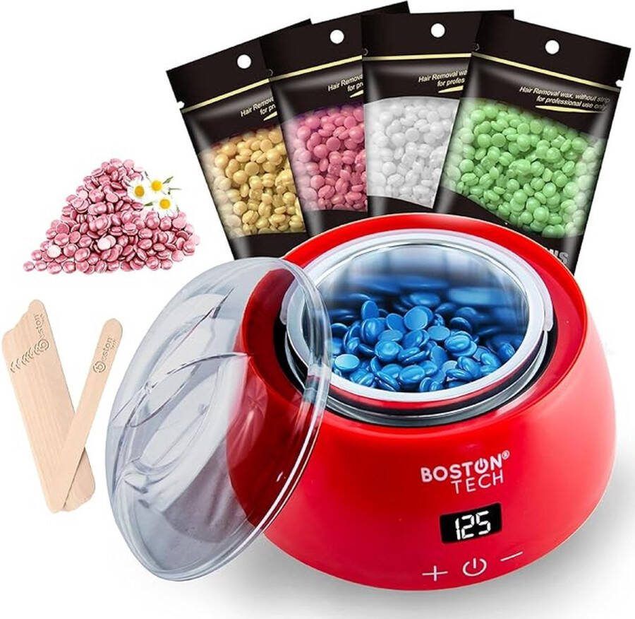 Boston Tech Professioneel wax apparaat set Ontharingsapparaat Wax beans Harsapparaat Inclusief Hard Wax Bonen en 30 Spatels