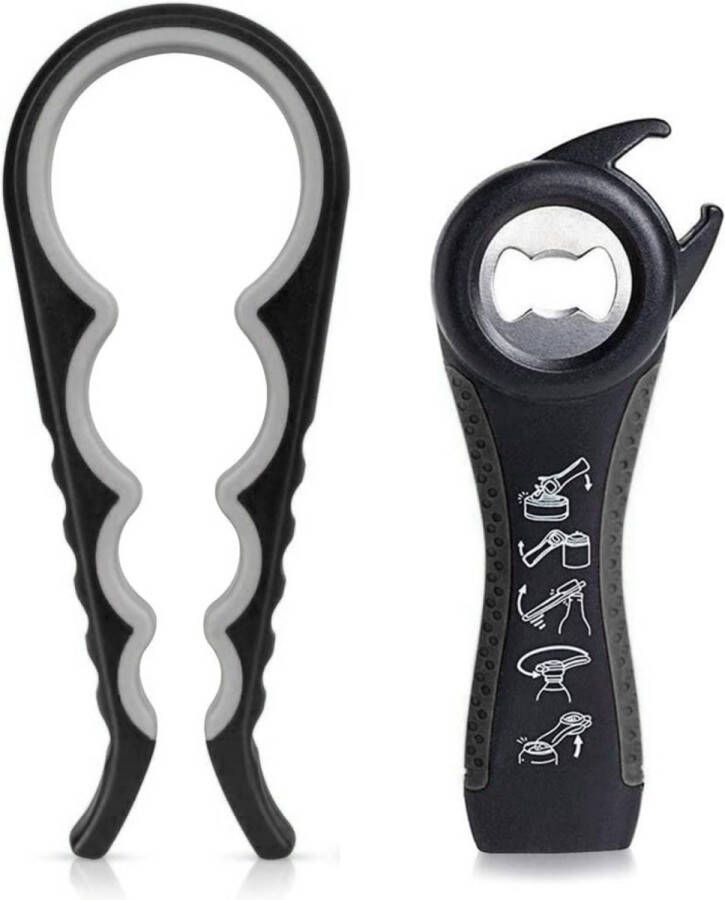 BOTC Alles in 1 Blikopener Multi Grip Opener Dopopener- Pottenopener Schroefdopopener Zwart