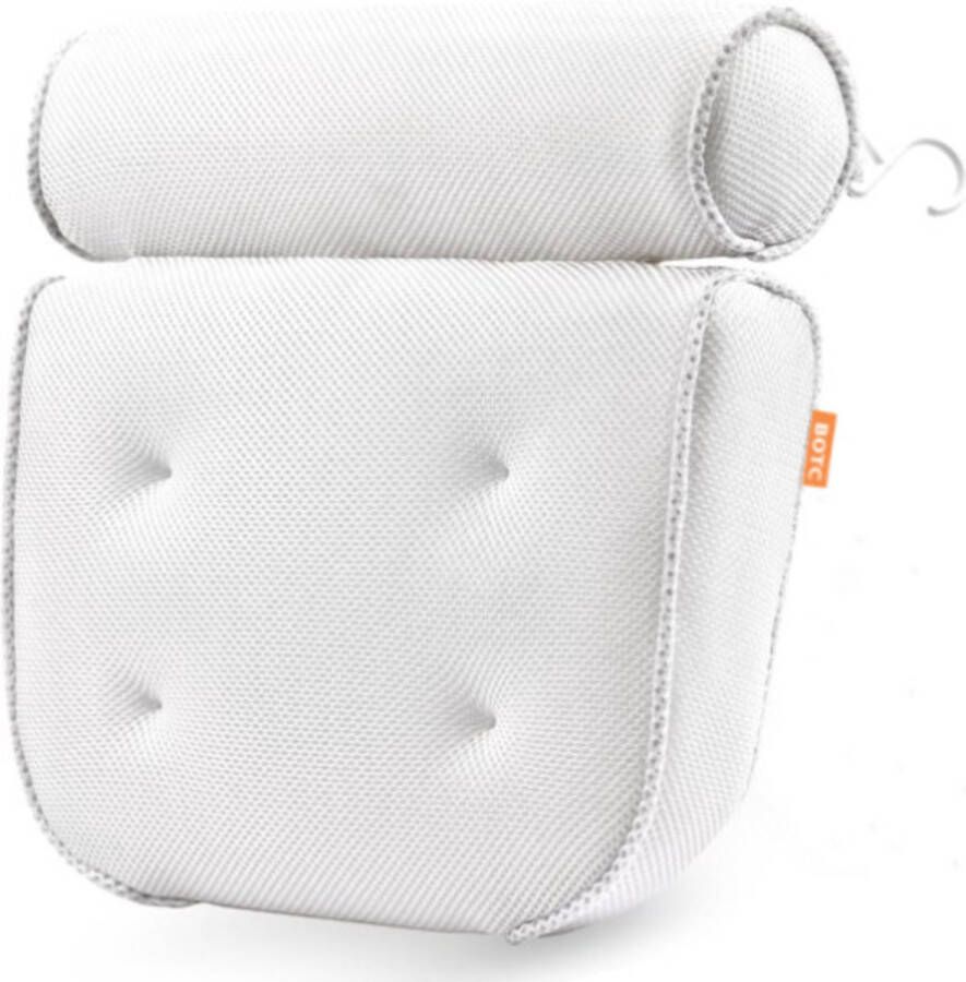 BOTC Badkussen Anti Slip Zuignappen Nekkussen bad Hoofdsteun bad Ergonomisch nekkussen Antislip Wit