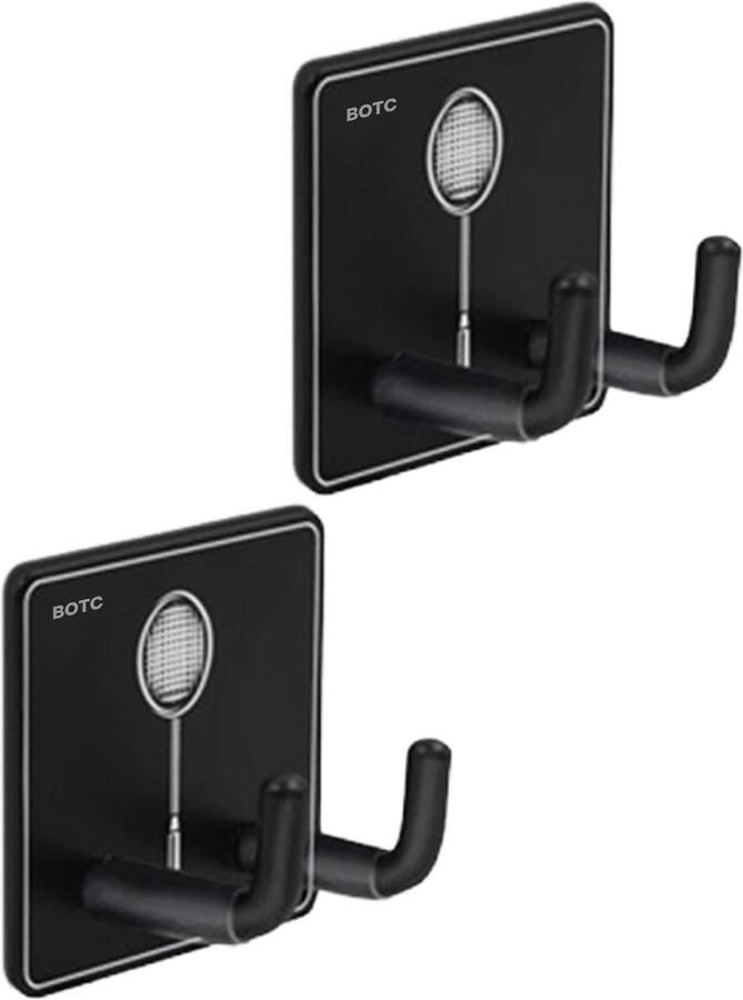 BOTC Handdoekhouder Zelfklevend RVS Voor badmintonracket Set van 5 Wandhaak Haken Ophanghaken Zwart