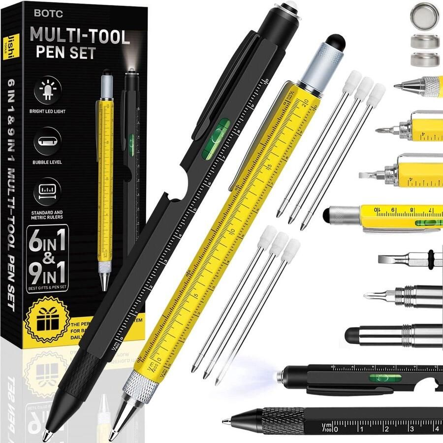 BOTC multifunctionele balpen 9in1 Technische gadgets Gadget Pen Liniaal LED lamp Opener