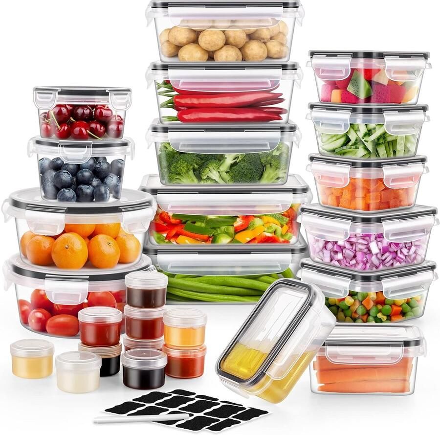 BOTC Vershoudbakjes Plastic Bakjes Meal Prep Bakjes Lunchbox 24 Delige set Diepvries Bakjes BPA Vrije Magnetronbakjes Met Deksel