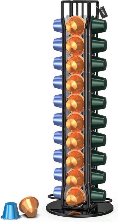 BOTC Capsulehouder Capsulehouders geschikt voor 40 Nespresso Pods Draaibaar Koffiecups houder Zwart