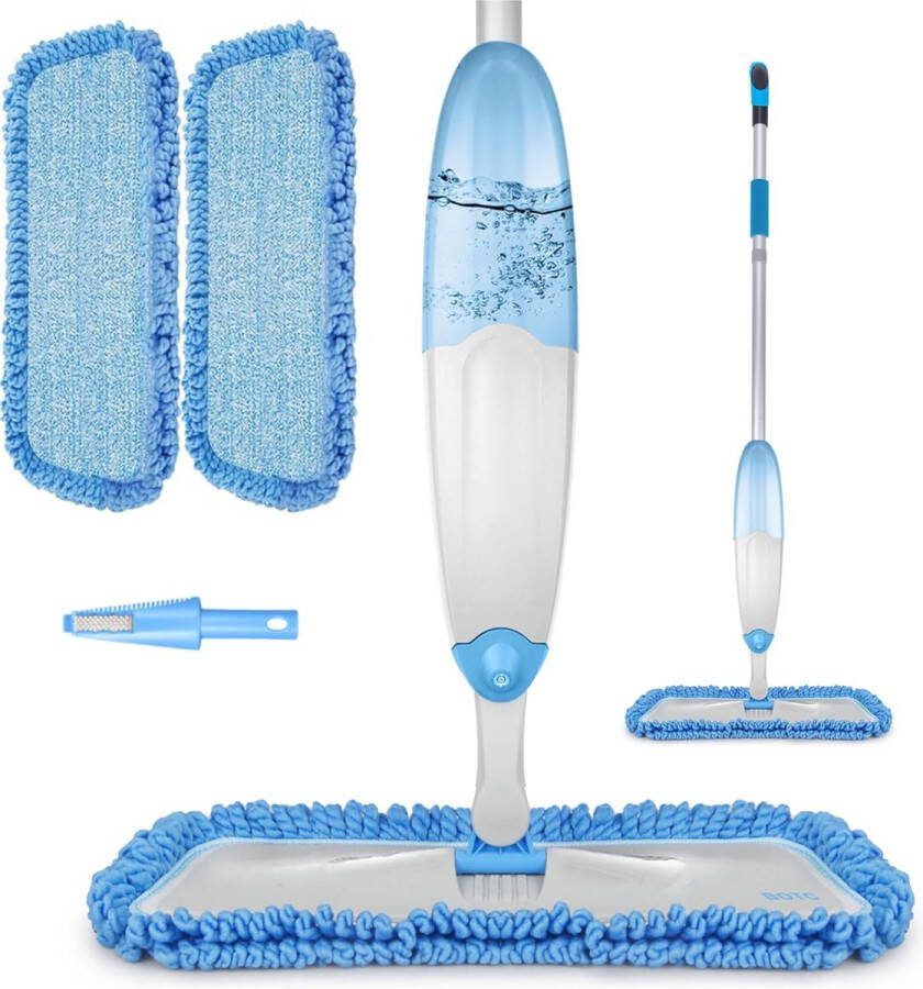 BOTC Dweil 2 IN 1 Mop Dweilsysteem Dweilset Met Spray functie Dweilen zonder Emmer Vloerreiniger Blauw