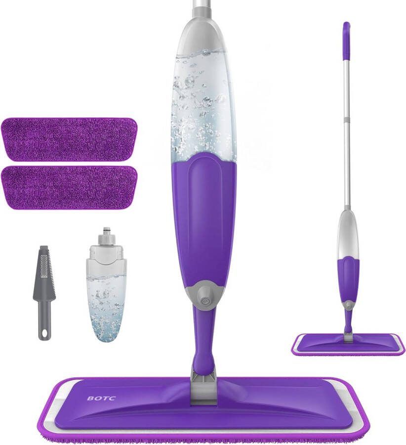 BOTC Dweil 2 IN 1 Mop Dweilsysteem Dweilset Met Spray functie Dweilen zonder Emmer Vloerreiniger Paars